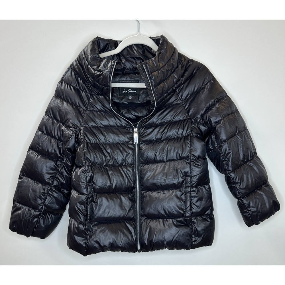 Sam Edelman Black Puffer Funnel Neck Jacket Down Quilted Full Zip Lightweight XS - Picture 2 of 14